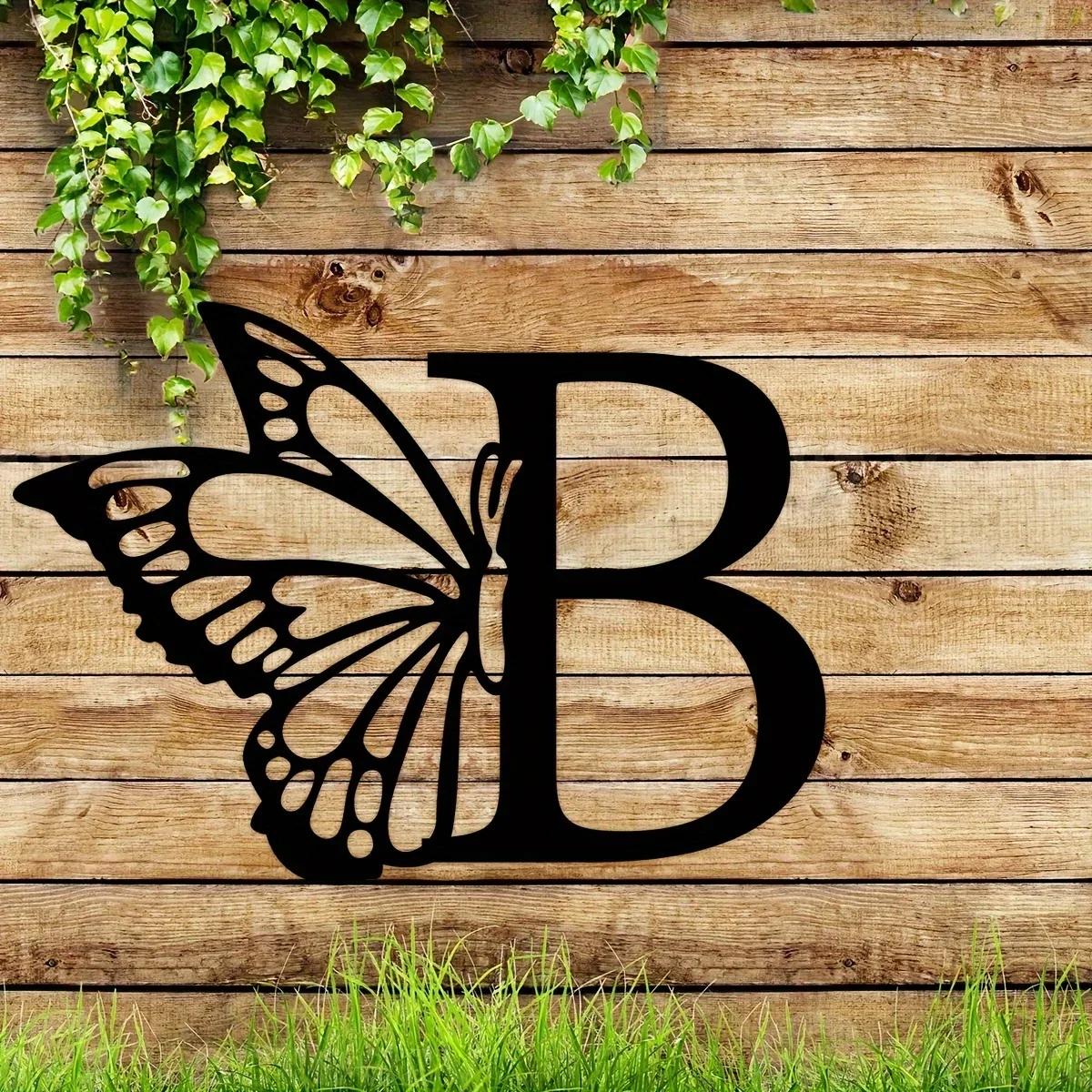1 шт. Металлический знак с монограммой в виде бабочки - все буквы. Металлические — фото 12