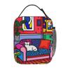 Cartoon Cat In Colour Sofa Insulated Lunch Bag for Kids School Cooler Thermal Food Box Tote Portable Lunch Boxes Container