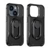 Joyroom Dual Hinge Case for iPhone 14 Plus - Rugged Black Cover with Built-in Stand and Ring Holder