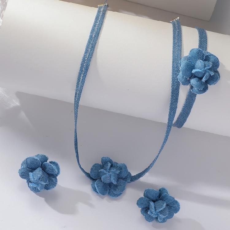 Statement Denims Blue Collar Bracelet Earrings Fashionable Jewelry Accessories Casual Party Wear Set for Women Girls