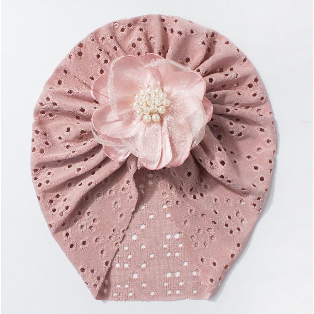 

Hollow Baby Hat Lace Flower Toddlers Infant Beanies Lovely Baby Girls Turban Kids Hair Accessories темно-рожевого кольору
