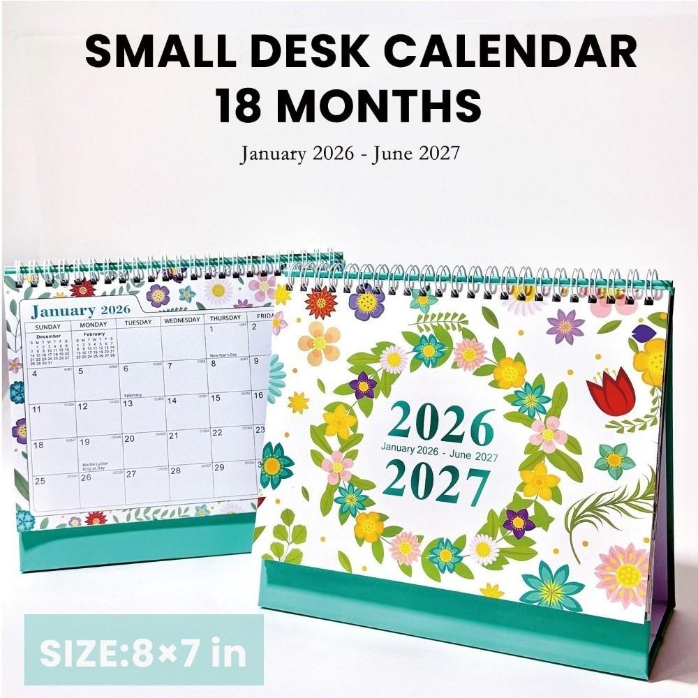 Cactus Desk Calendar January 2026-June 2027 Standing Flip 2026 Desktop Planner Office Supplies Small Monthly Agenda Calendar
