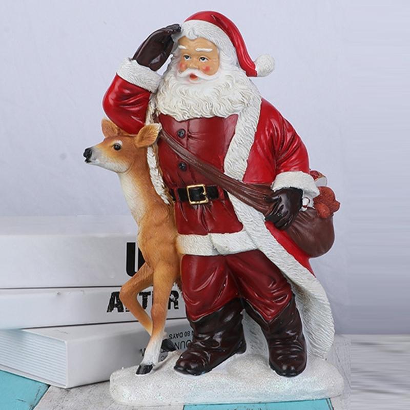 Christmas Figurine Figure Decors Resin Santa Clauses Statue Christmas Decorative Figurine Table Centerpieces for Holiday