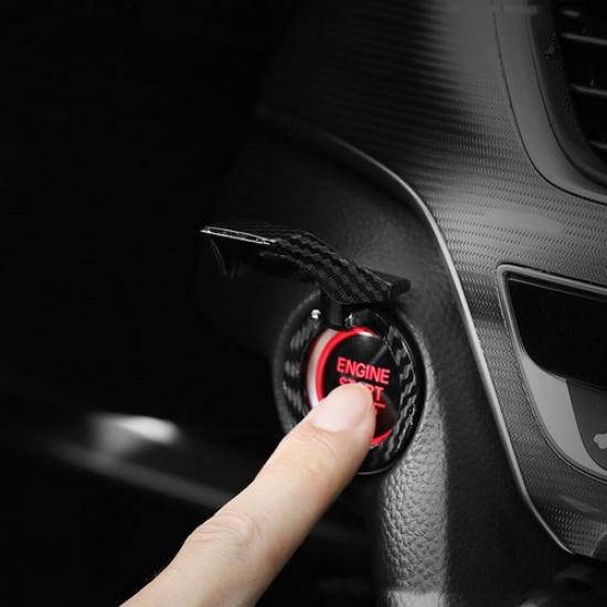 1x Engine Start Stop Push Button Switch Cover Trim Carbon Fiber Car Accessories