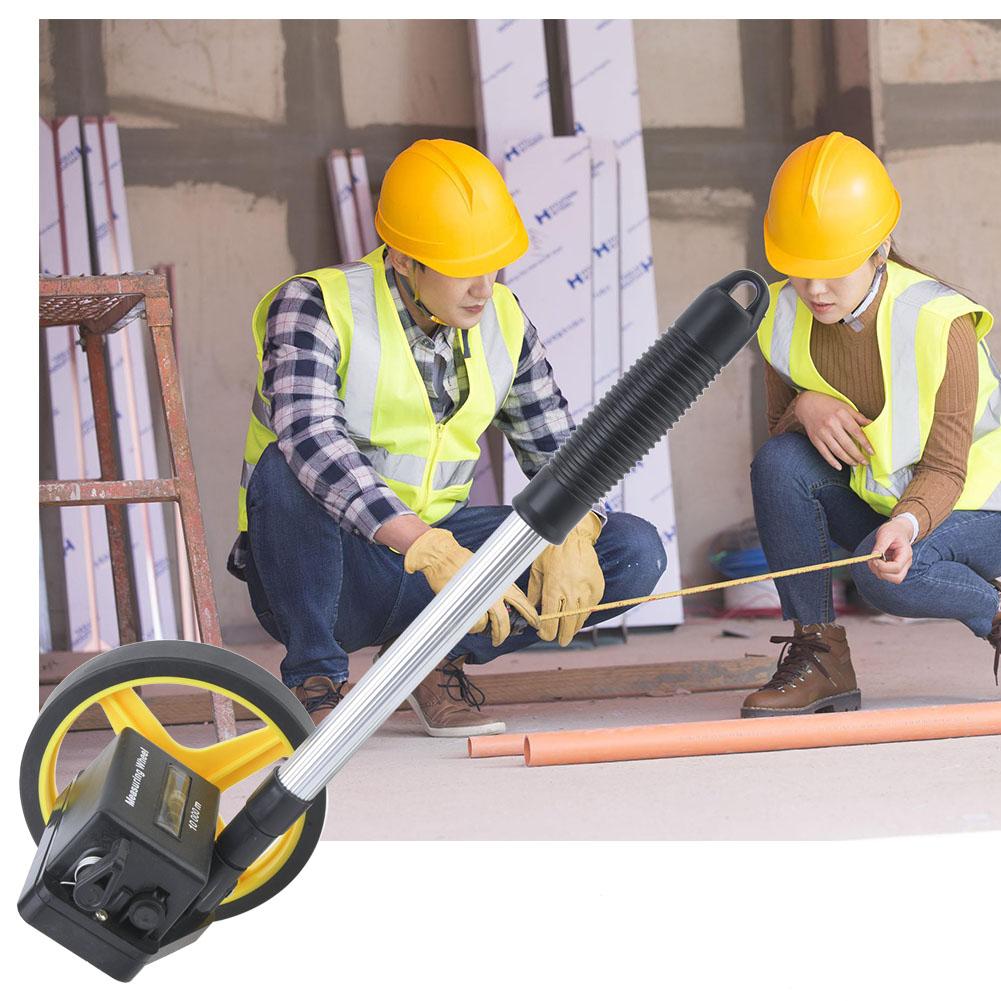Distance Measuring Wheel Accurate 0. 9.9m Mechanical Double Collapsible One Key to Reset Kickstand to Keep Stand Starting Point with Telescopi