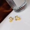 Exquisite Copper Gold-Plated Cherry Studs: 7-8mm Bun Beads - Fresh, Versatile Ear Ornaments