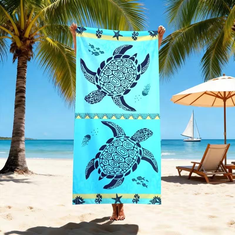 Serviette de plage imprimé tortue marine Séchage rapide Sans sable Serviette absorbante pour l'été Plage Piscine Voyage Camping Yoga Sports