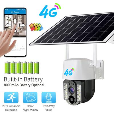 Caméra solaire 4G Sim Caméra IP sans fil extérieure Batterie faible Détection de mouvement PIR Étanche CCTV Protection de sécurité à domicile