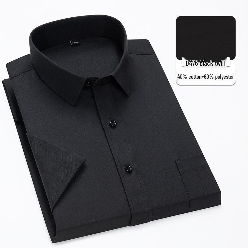 Men's Short Sleeve White Twill Dress Shirt - 40% Cotton Professional Wear
