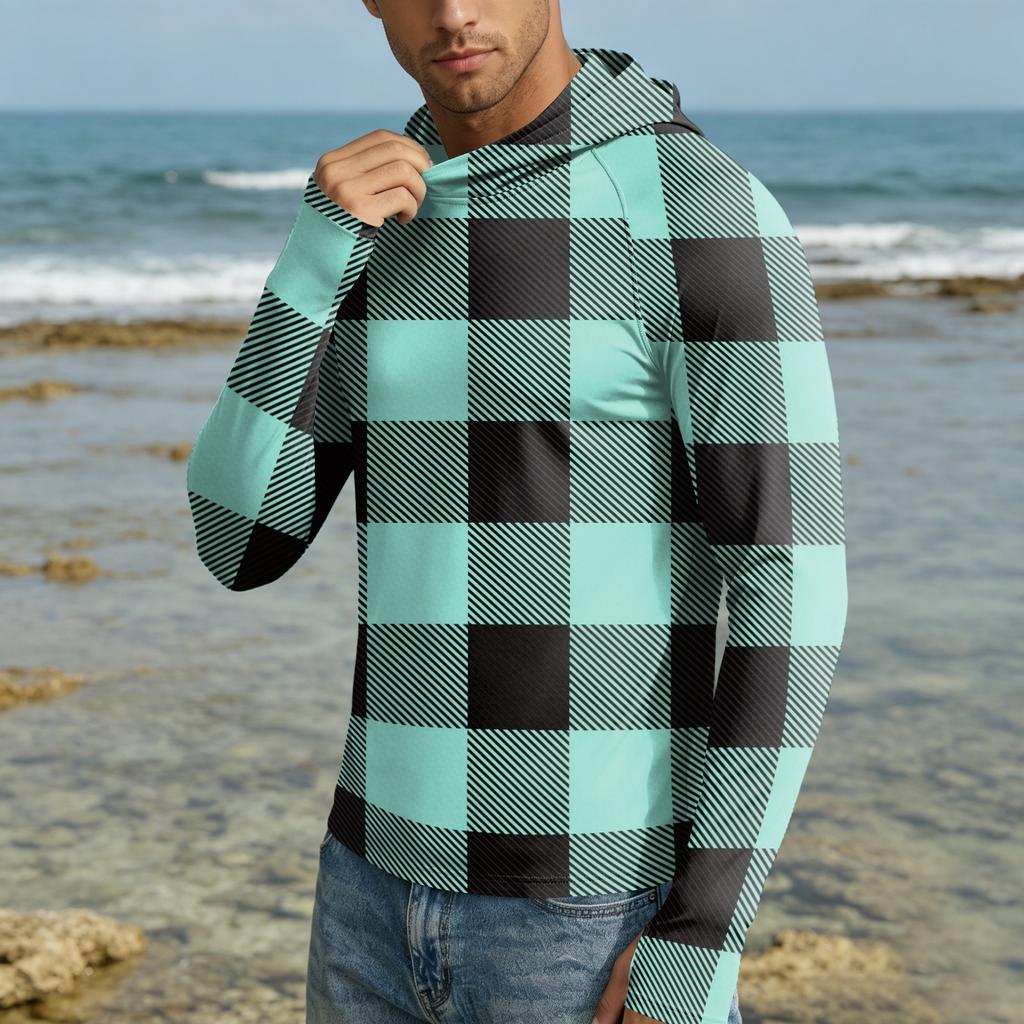 Herren UPF50+ Sonnenschutz-Kapuzenpullover Leichte Schnelltrocknende Langarm-Kapuzenjacke für Outdoor-Aktivitäten mit Atmungsaktivem Stoff und Bequemer Passform