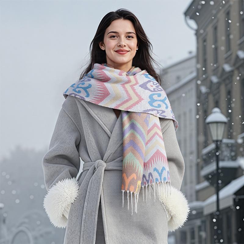 Fashion Cat Pattern Cashmere Warm Scarf New Design Pashmina Winter Warm Shawl Wraps Bufanda with Tassel Blanket Poncho Stoles