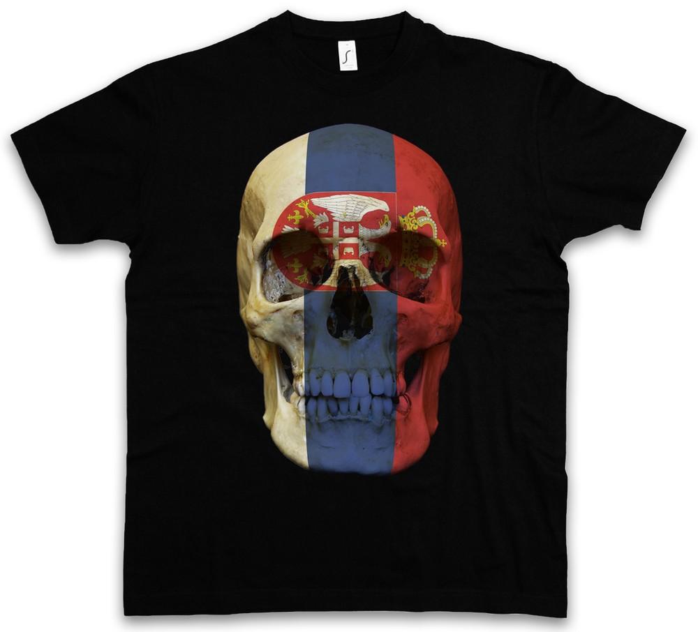 

CLASSIC SERBIA SKULL FLAG T-SHIRT - Biker MC Banner Shirt Sizes S - 5XL XL