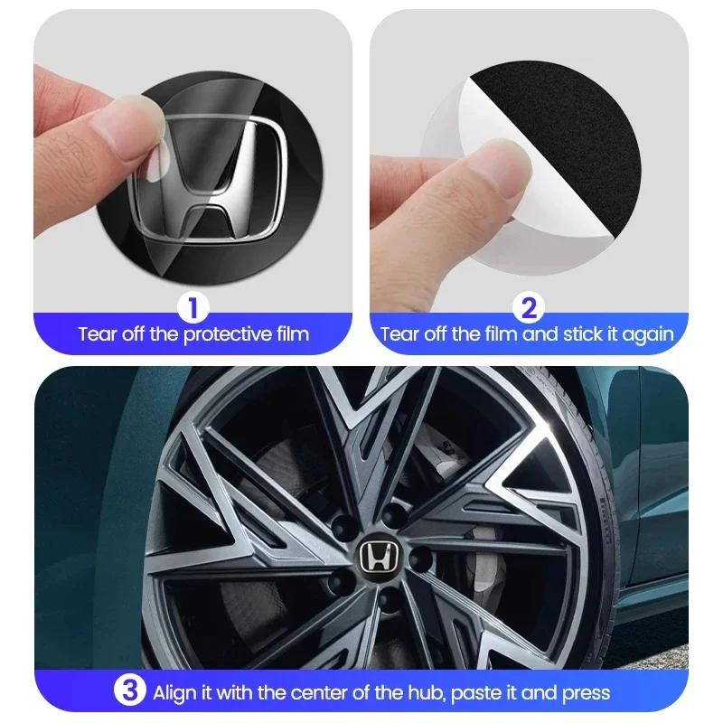 4Pcs Car Emblem Wheel Hub Center Cap Sticker Rim Badge Cover For Honda HRV Civic FIT CRV Accord Jazz CRZ City CRX Odyssey Vezel