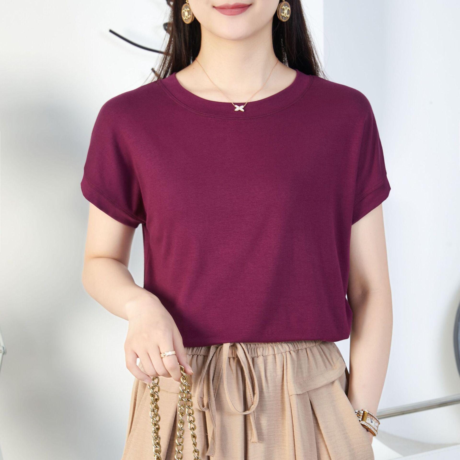 

Новый стиль, узкие однотонные топы с круглым вырезом и рукавами «летучая мышь» 3XL 135-160 jin