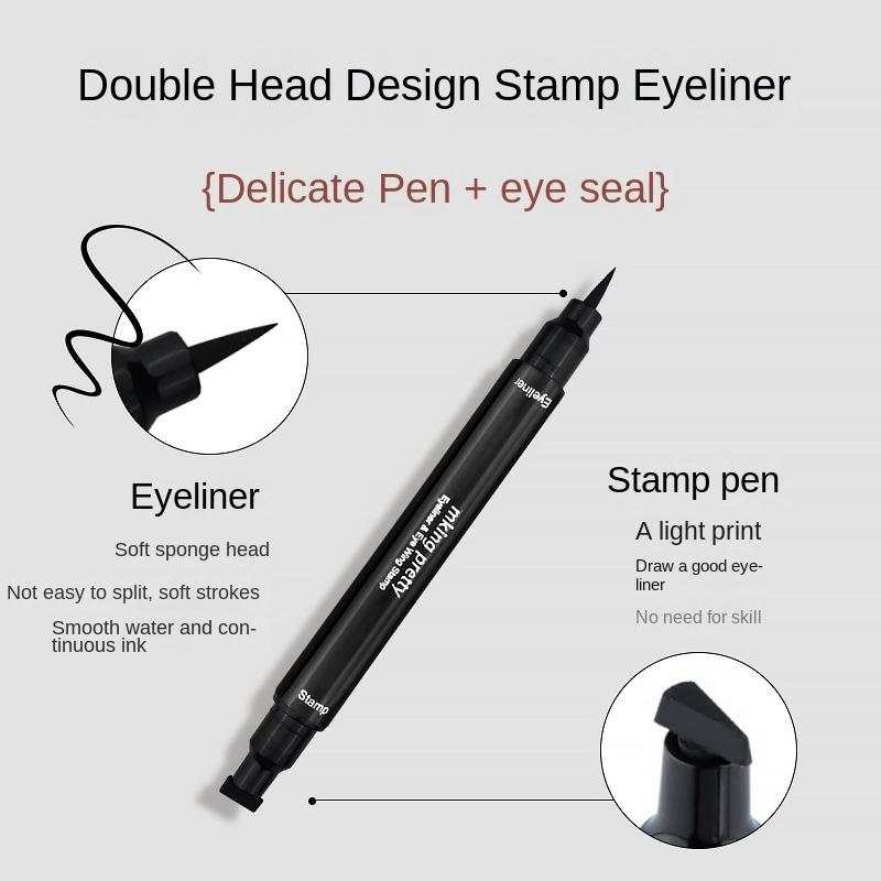 Double Head Stamp & Liquid Eyeliner – Waterproof, Smudge-Proof  Long-Lasting Quick-Drying Winged Eyeliner Pen