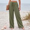 Women's Loose-fitting, -color, Straight-leg Casual Pants With Drawstring And Pockets.