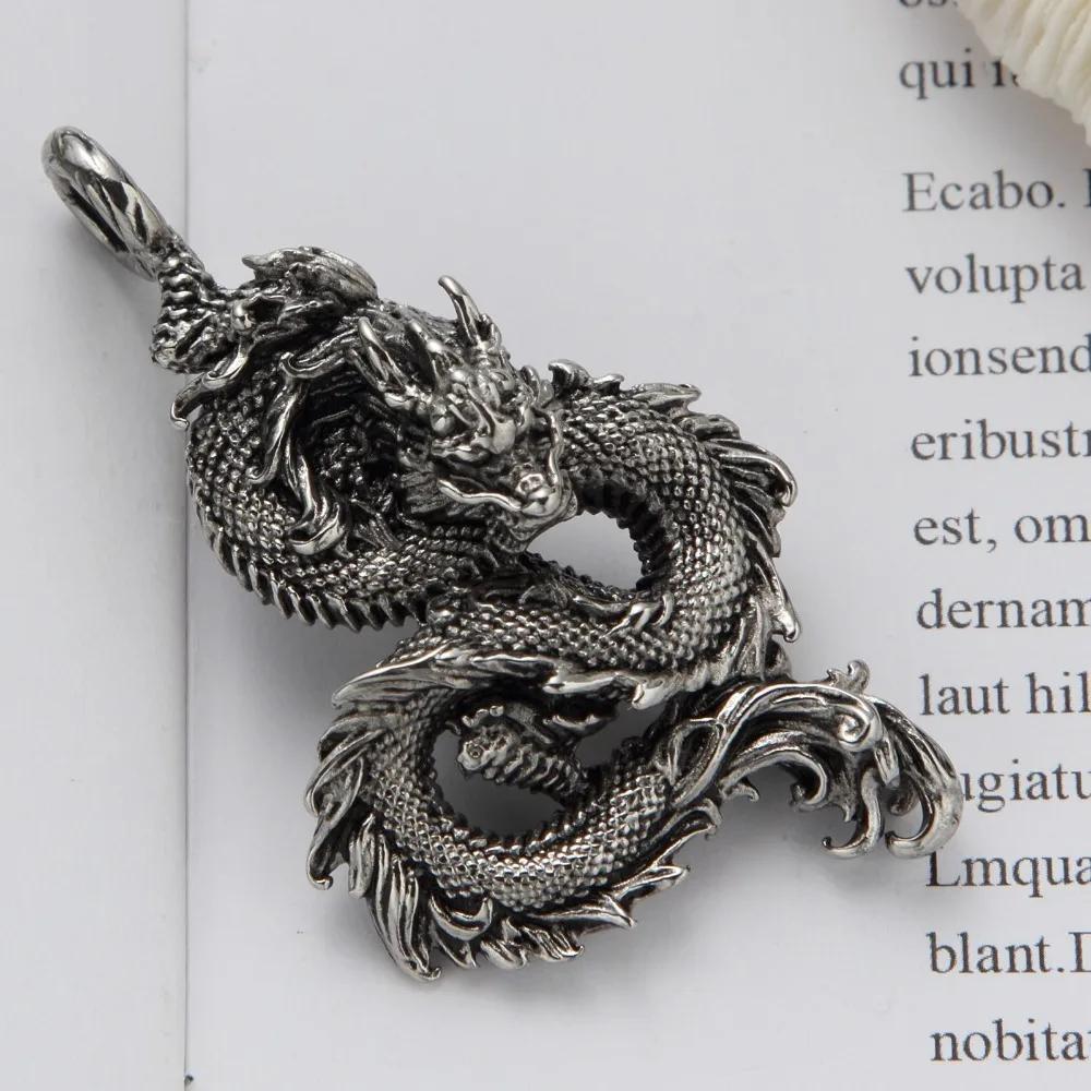 Retro Bishop  Creative Trend Metal Dragon Pendant Necklace Men and Women Pendant Gift Accessories
