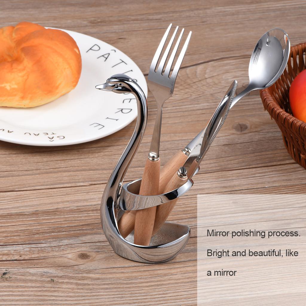 Swan Shaped Stainless Steel Kitchen Coffee Tableware Set Fork Spoon Stand Holder Heart shaped