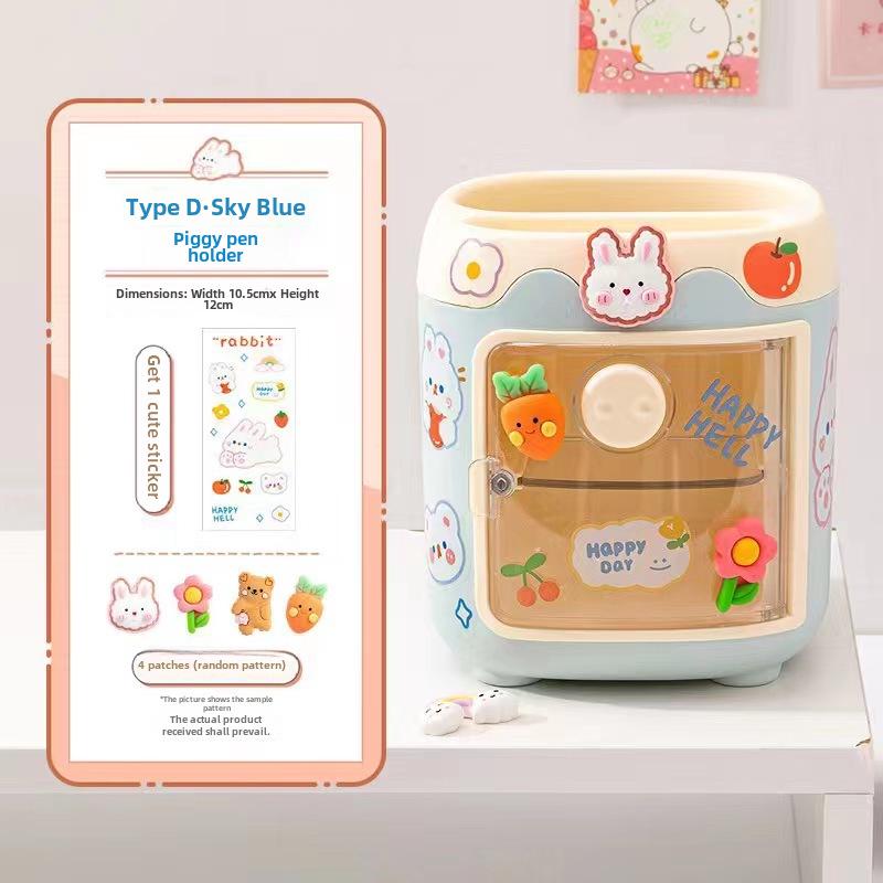 

Очаровательная подставка для ручек Piggy - вместительный настольный органайзер для студентов и детей