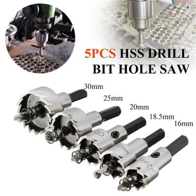 5Pcs Drill Bit Hole Saw Set HSS Carbide Tip Hole Saw Tooth Cutter 16-30MM Metal Hole Opener Set Woodworking Tools Accessories