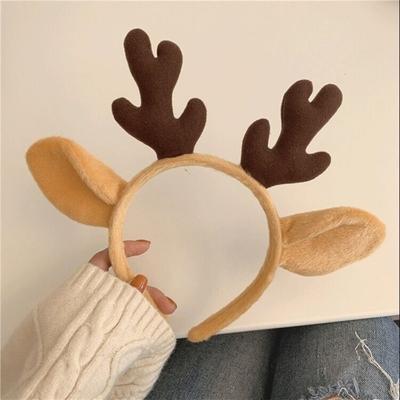 Yousheng Plush Hairband Festive Christmas Hat Antler Headband Flexible Xmas Headgear for Kids Adults Holiday Decor