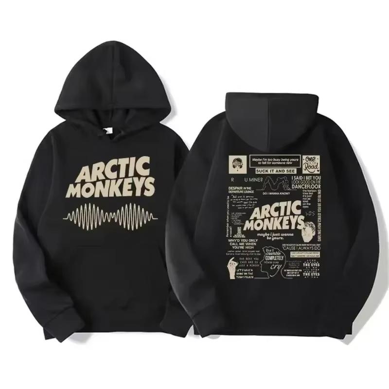 Men's Retro Rock Arctic Monkeys Hoodie - Music Album Pattern Print, Hip Hop Style Oversized Vintage Hooded Sweatshirt WY005