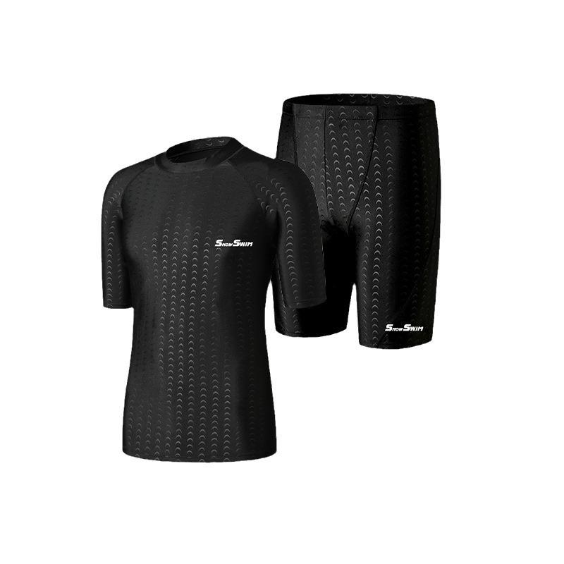 Men's Quick-Dry Loose Fit Plus Size Sharkskin Swim Trunks & Anti-Embarrassment Swim Shorts Set