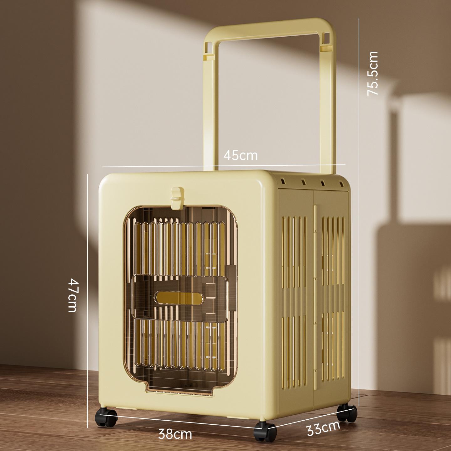 

Foldable Pet Suitcase Portable Cat Travel Backpack with Wheels Breathable Dog Crate Ventilated Flight Case for Pets and Puppies 47x38x33CM лимонно-желтый
