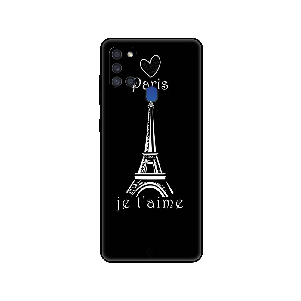 Black Tpu Case For Samsung Galaxy A50 50S A30S A10 A01 A11 A21S A31 A41 A51 A71 M21 M30S S10 LITE France Flag Paris Eiffel Tower
