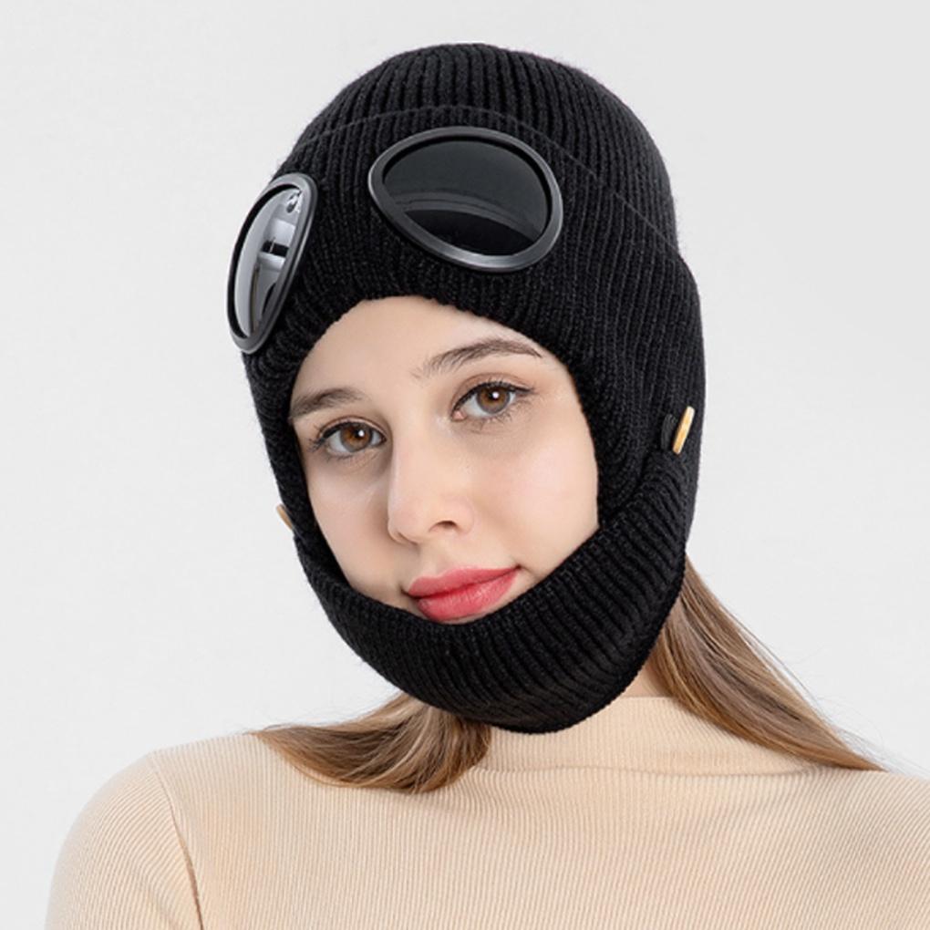 Unisex mask, goggles, beanie hat, cold-weather warm winter knit