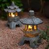 Solární Zenová pagoda lucerna čínská zahradní socha palácové nádvoří dekor eko pryskyřice solární lampa venkovní vnitřní ornament