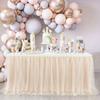 1pc Blush Pink Sheer Ruffle + Lining Table Skirt, Fits Rectangular and Round Tables - Perfect for Birthday Parties, Weddings, Bridal Showers