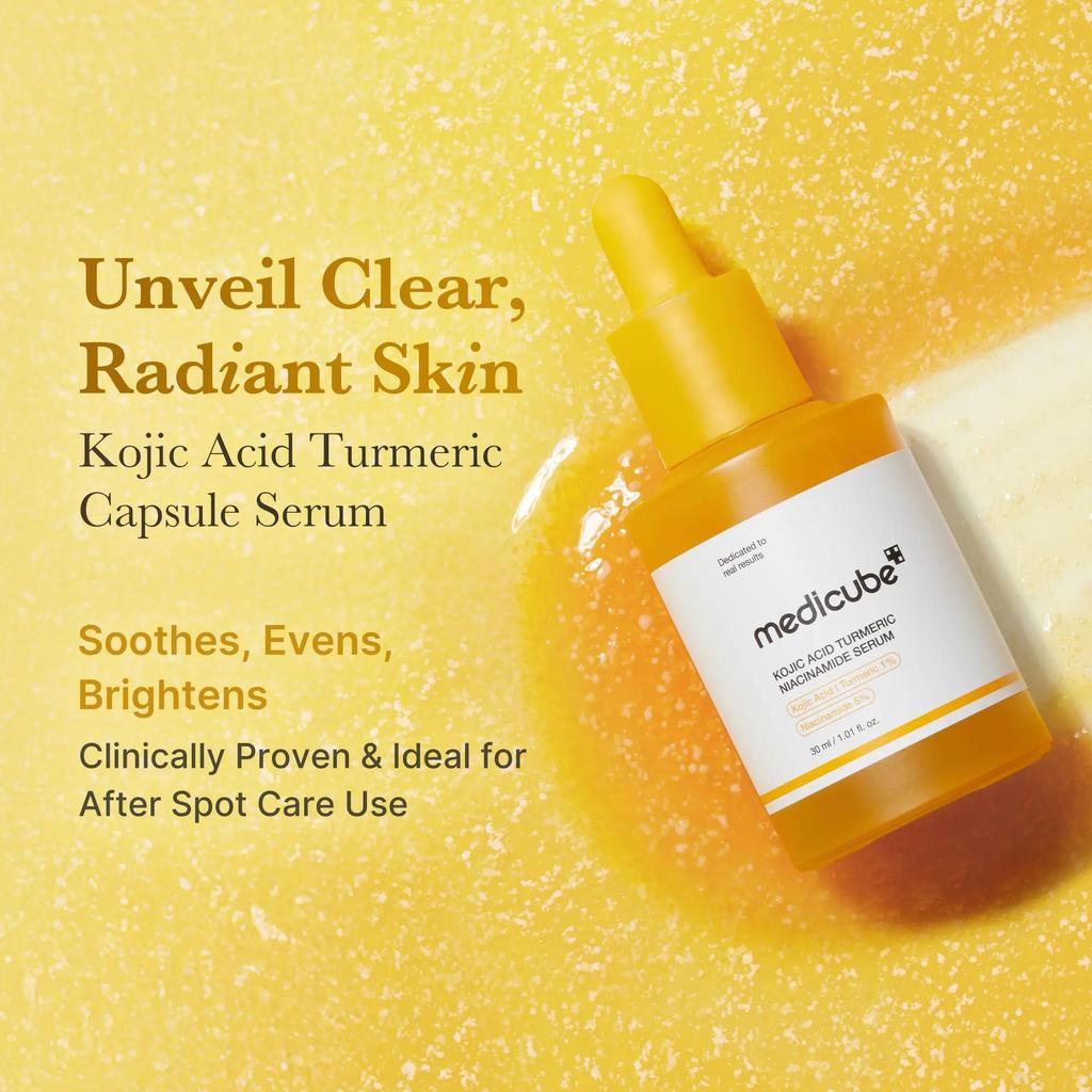 [medicube] Kojic Acid Turmeric Serum for Face & Body | For Uneven Skin Tone & Texture | Niacinamide, Glycolic Acid for Clear Glass Skin
