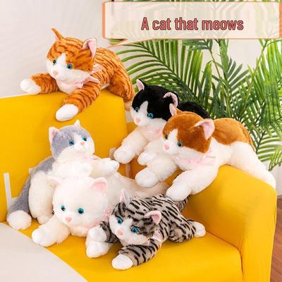 Cute Cross-Border Meowing Kitten Pillow: Realistic Plush Cat Toy