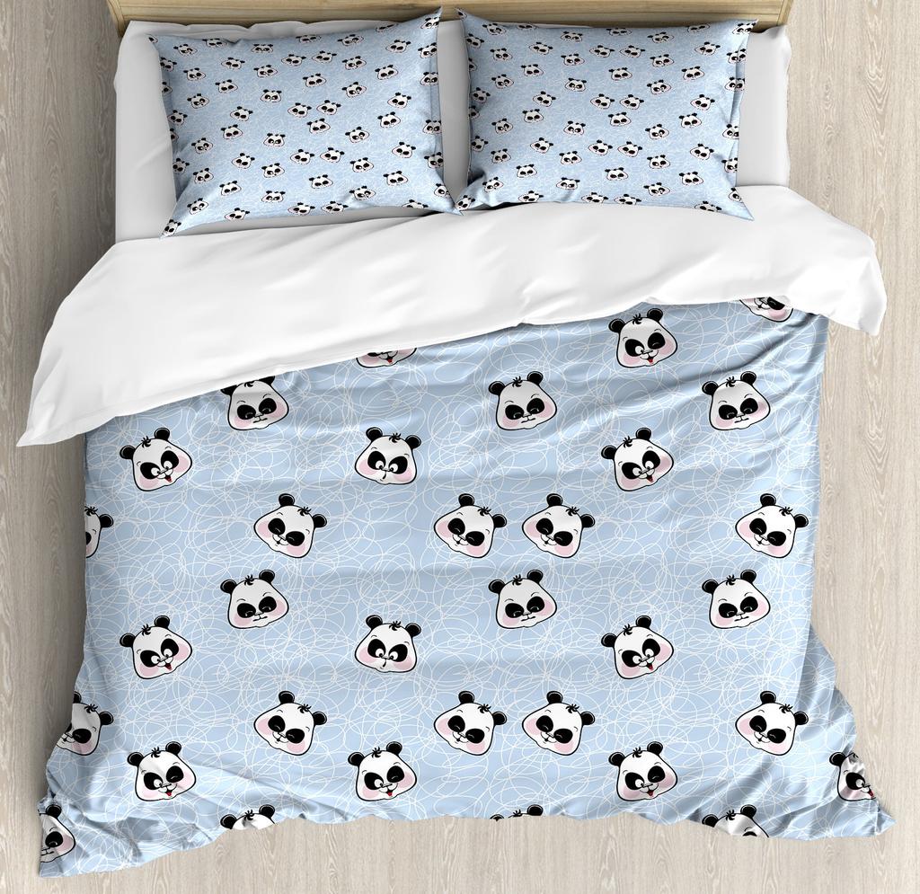 Bettdecke Cartoon Panda Niedlich Liebe Englischer Panda Digitaldruck Bettwäsche Set Geeignet Kinder Kinder Und Erwachsene