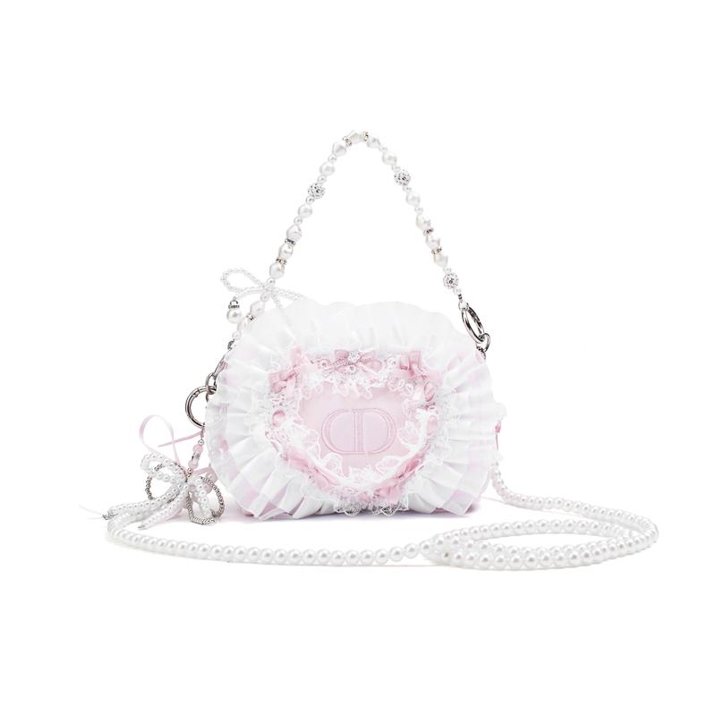 

DIOR [Customized Cosmetic Bag] Little Flower Nectar Tao Xinyu Sweet Cute Smart Girly Lace Decoration Lolita Style Pink Tofu Cosmetic Bag Storage розовый