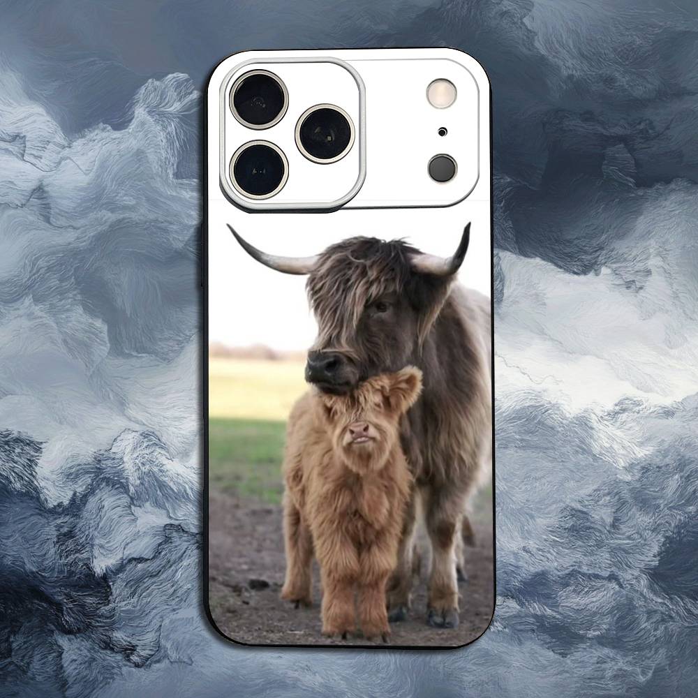Süße Hochlandkuh Für iPhone 13,17,11,12,16,14,15,Plus,Pro Max,XS,X,XR,SE,Mini,8,7,Weiche Silikon Schwarze Handyhülle