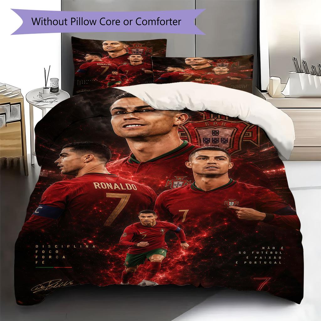 Biancheria da letto con motivo CR7 Cristiano Ronaldo, Set copripiumino Federa Regalo di Compleanno per la Casa(1 * copripiumino + 2 * federa, senza nucleo)