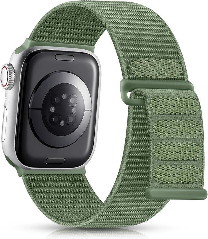 Doppelte Nylon-Schlaufenband für Apple Watch Series 9/10/11 42/44/45/46/49mm (Naked) grün