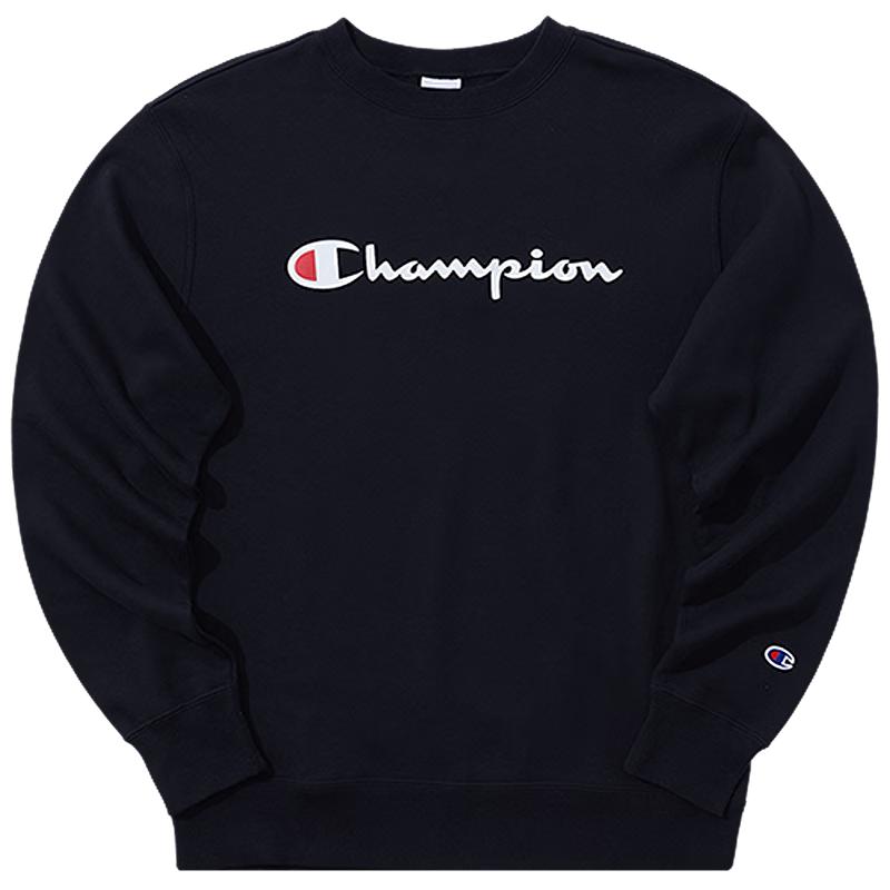 Champion Men's Script Logo Fleece Lined Round Neck Sweatshirt