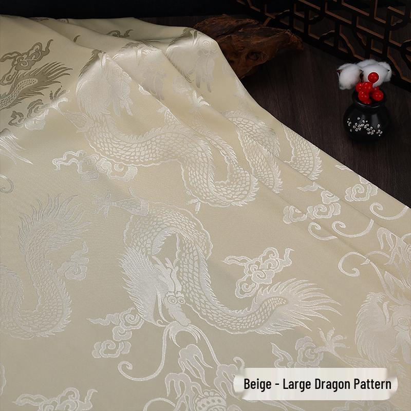 Phoenix Dragon Jacquard Silk Satin Fabric for Hanfu and Tang Suit Costumes