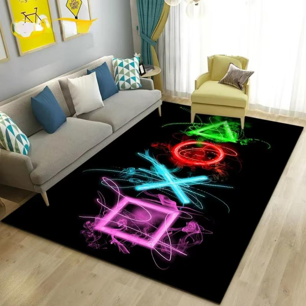 Cartoon Gamer Game Controller Carpet Men's Cave Game Room Accessories Floor Mat Living Room Sofa Decor Rug Bedside Nonslip Rugs