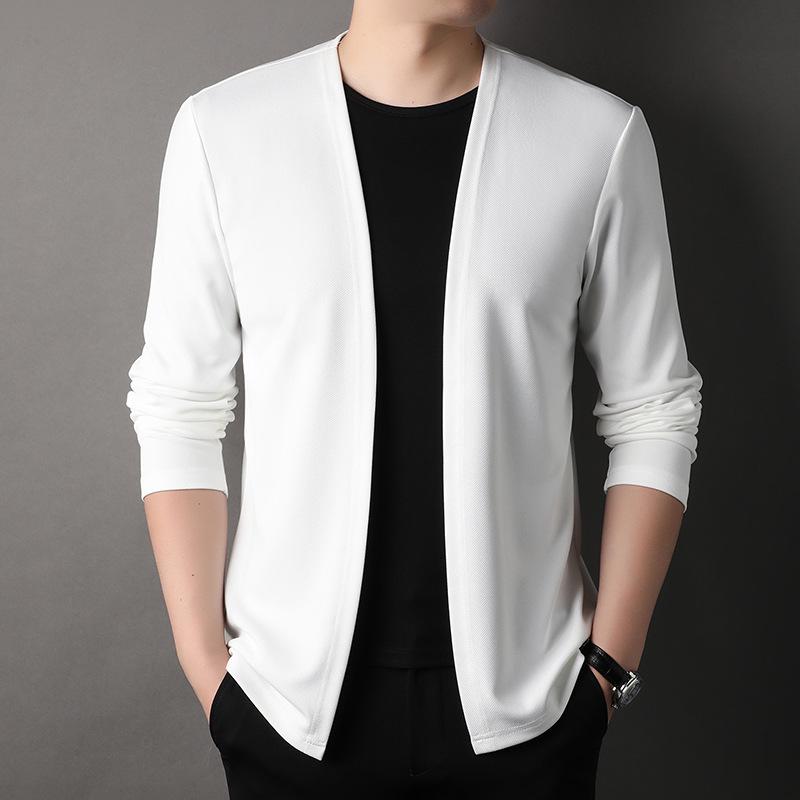 KAIDINGSEN Men's Autumn Knitted Cardigan - Solid Color, Lightweight Korean Style Outerwear