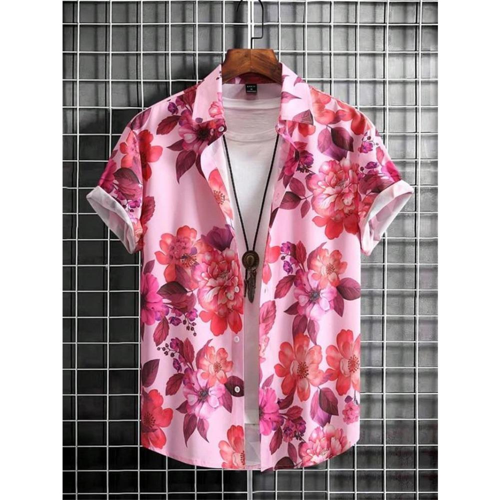 

Мужская гавайская рубашка с 3D-растением, топ для пляжного отдыха, повседневная одежда для улицы, модная летняя мужская рубашка с короткими рукавами 3XL