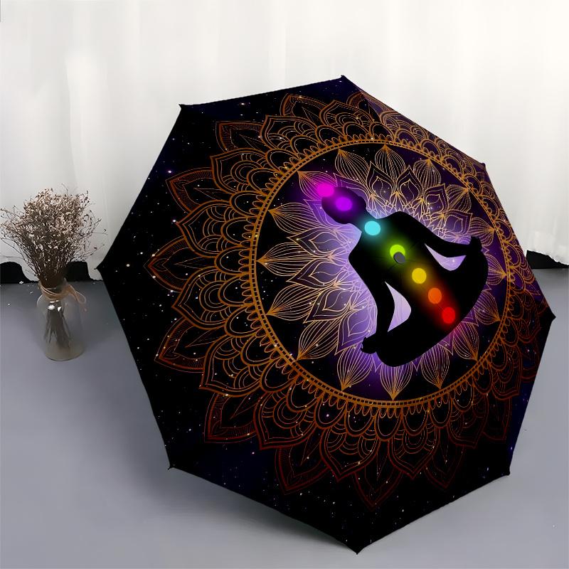 Chakra Balance Meditation Mat: Yoga & WellnessUmbrella, Portable 3-Fold Compact Umbrella for Men & Women Gift