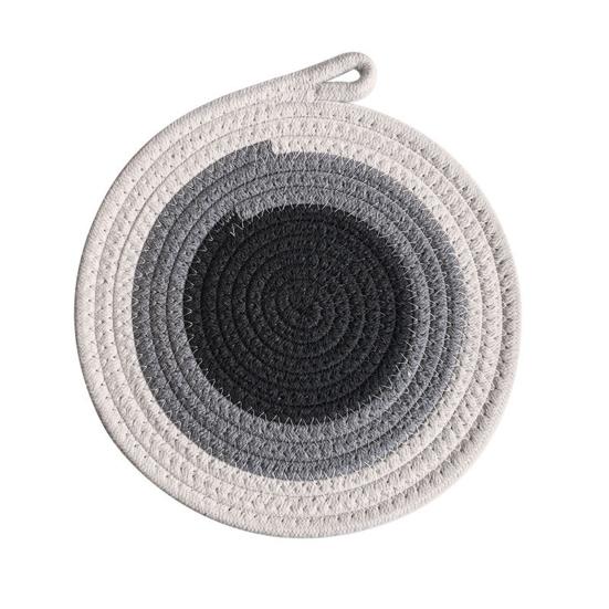 Cotton Rope Coaster, Color Block Heat Insulation Mat for Table, Thickened Potholder for Hot Dishes, Farmhouse Cup Mat