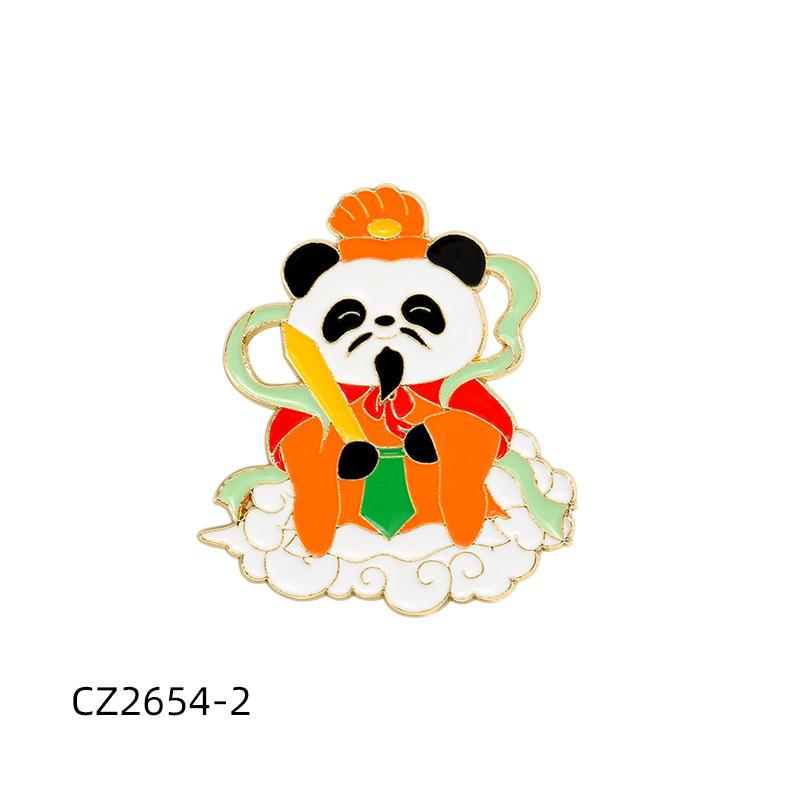 Chinese Style Alloy Enamel Brooch, Five Gods of Wealth Cartoon Pattern, New Year Chinese New Year Decorative Lapel Pin Badge for Gift