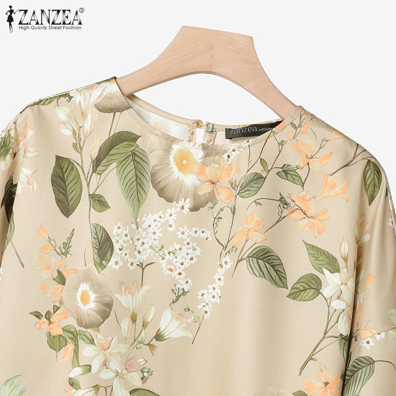 ZANZEA Women 3/4 Sleeve Blouse and Pants Casual Floral Print Two Piece Suit Sets