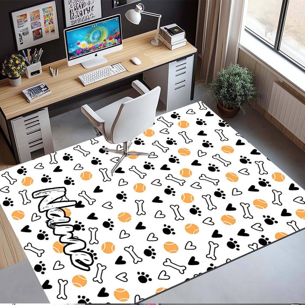 Tappeto Stampato con Nome Personalizzato per Cane, Tappeto per Sedia da Ufficio, Soggiorno, Camera da Letto, Cucina, Decorazioni, Regali.