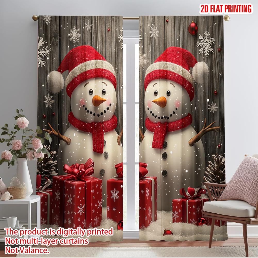 

2pcs,2D plane printing Creative Curtains Cute Snowmen Christmas Gifts_c (3) Versatile Durable Polyester (without rod) 52.50×116.00 CM 2pcs